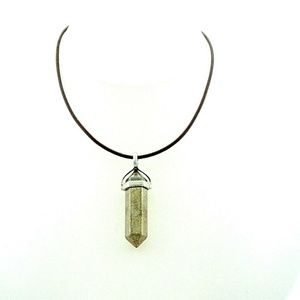Pyrite Hexagonal Point Unisex Pendant Necklace